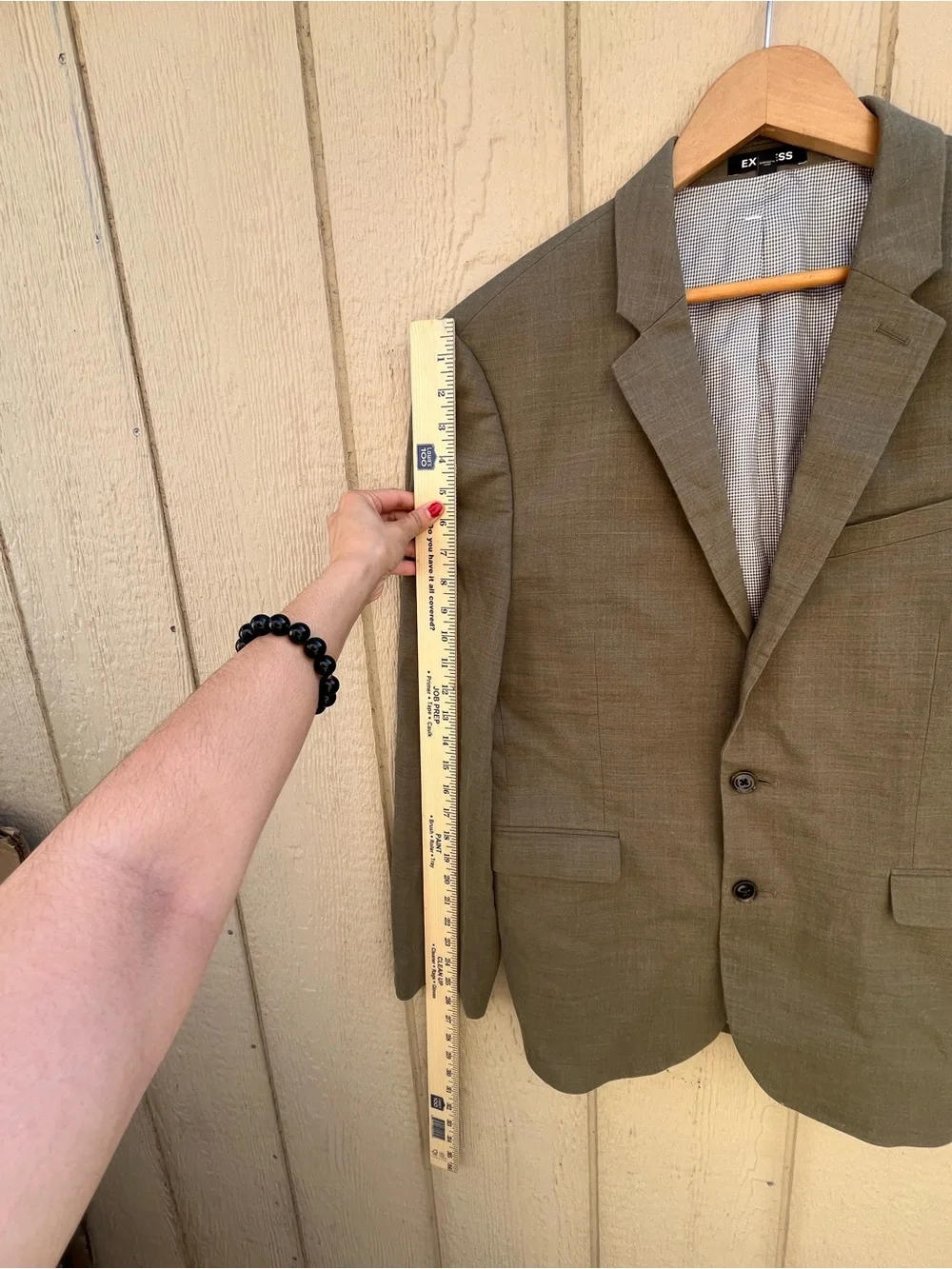 Express Extra Slim Olive Blazer Sport Coat 40R Gingham Lining Linen Old Money